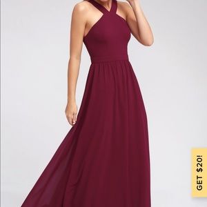 Lulu’s “air of romance” burgundy gown